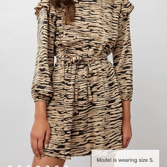 Nordstrom Rails Ora 3/4 Flutter Sleeve Drawstring Waist Animal Print Dress - Picture 11 of 12